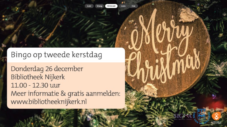 Kom op donderdag 26 december naar Bibliothe Nijkerk voor een gezellige bingo