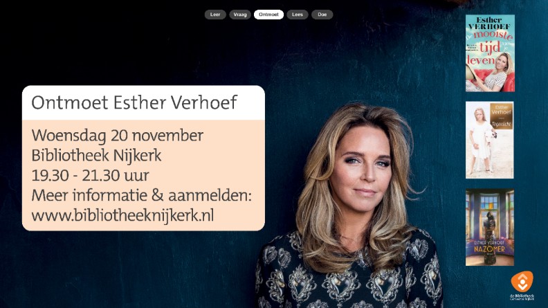 Ontmoet Esther Verhoef op 20 november in Bibliotheek Nijkerk